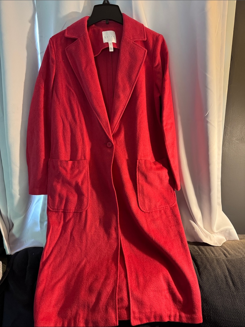Pink Women's Long Single-Button Coat - Classic Lapel